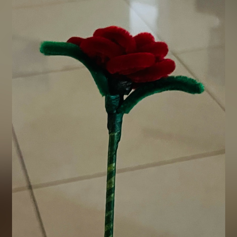 Red and Green Pipe Cleaner Roses - Picture 2 of 2